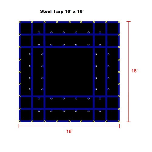 16 x 16 - Heavy Duty (18oz)  Truck Tarp, Steel Tarp 