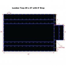 Blue 20 x 27 - Light Weight (15oz)  Truck Tarp, Lumber Tarp - 6' Drop 