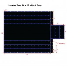 Black 24 x 27 - Light Weight (15oz)  Truck Tarp, Lumber Tarp - 8' Drop 
