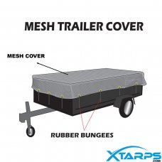  14 x 30 - Utility Trailer Mesh Tarp with 10 pcs 9" Rubber Bungee
